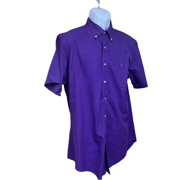 SzL Purple Custom Fit Short Sleeve Button Down Ralph Lauren - Picture 3 of 6